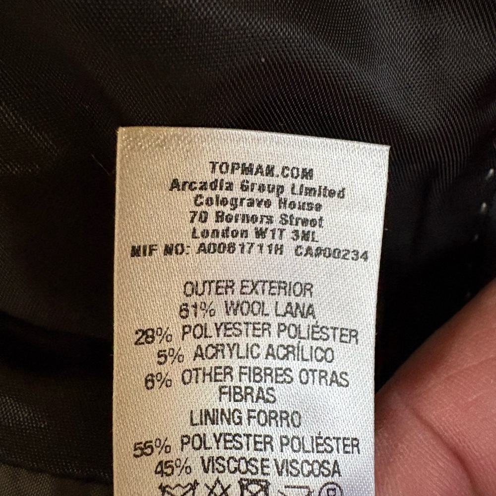 Topman - Sharp Men’s Gray/Black Plaid Wool Blend Car Coat. Size 44. New w/o tags - Picture 7 of 11